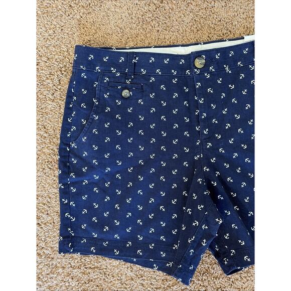 Dockers Navy Blue Nautical Allover Anchor Chino Shorts Preppy Womens 16 NEW NWT - Picture 2 of 7